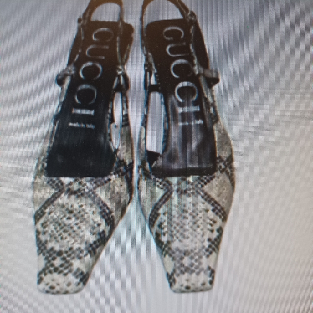NEW! GUCCI PYTHON SNAKE PRINT SLINGBACK SHOES